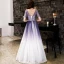 Modern / Fashion Gradient-Color Evening Dresses  2019 A-Line / Princess Beading Sequins Metal Sash Scoop Neck Short Sleeve Backless Floor-Length / Long Formal Dresses