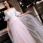 Élégant Rougissant Rose Robe De Soirée 2019 Princesse Appliques En Dentelle Perlage Faux Diamant Bretelles Spaghetti Dos Nu Manches Courtes Longue Robe De Ceremonie