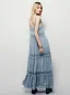 Simple Bleu Ciel Désinvolte Robes longues 2019 Volants Bretelles Spaghetti Sans Manches Dos Nu Longueur Cheville Vêtements Femme