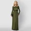 Modest / Simple Casual Maxi Dresses 2019 Pleated Square Neckline Long Sleeve Floor-Length / Long Womens Clothing