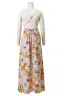 Chic / Belle Beige Plage Robes longues 2019 Impression Bretelles Spaghetti Fond croisé plongeant Dos Nu Sans Manches Longue Vêtements Femme