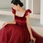 Chic / Beautiful Burgundy Suede Spotted Prom Dresses 2021 A-Line / Princess Square Neckline Sleeveless Backless Floor-Length / Long Prom Formal Dresses