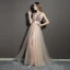 Sexy Black Evening Dresses  2019 A-Line / Princess Rhinestone Sequins V-Neck Sleeveless Plunging Cross-Back Backless Floor-Length / Long Formal Dresses