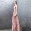 Chic / Beautiful Pearl Pink Evening Dresses  2019 A-Line / Princess Lace Beading Rhinestone Sequins Scoop Neck Sleeveless Floor-Length / Long Formal Dresses