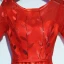 Chic / Beautiful Red Formal Dresses Evening Dresses  2017 Lace Flower Sequins Scoop Neck 1/2 Sleeves Ankle Length A-Line / Princess