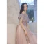 Charmant Violet Gris Robe De Soirée 2021 Princesse De l'épaule Perlage Perle Faux Diamant Manches Courtes Dos Nu Train De Balayage Robe De Ceremonie