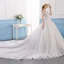 Élégant Ivoire Robe De Mariée 2019 Princesse En Dentelle Fleur Cristal Paillettes De l'épaule Manches Courtes Dos Nu Cathedral Train