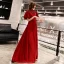 Chic / Beautiful Burgundy Evening Dresses  2019 A-Line / Princess Crystal High Neck Short Sleeve Backless Floor-Length / Long Formal Dresses