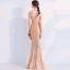 Scintillantes Champagne Robe De Soirée 2019 Trompette / Sirène Cristal Paillettes V-Cou Sans Manches Dos Nu Longue Robe De Ceremonie