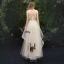 Élégant Champagne Robe De Soirée 2019 Princesse Bretelles Spaghetti En Dentelle Appliques Sans Manches Dos Nu Longueur Cheville Robe De Ceremonie