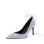 Lyx Glittrande Silver Brudskor 2019 Rosett Läder Rhinestone 9 cm Stilettklackar Spetsiga Bröllop Pumps