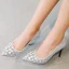Scintillantes Argenté Chaussure De Mariée 2019 Cuir Perlage Cristal Faux Diamant Paillettes 10 cm Talons Aiguilles À Bout Rond Mariage Escarpins