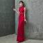 Charming Burgundy Evening Dresses  2019 Trumpet / Mermaid High Neck Beading Crystal Tassel Sleeveless Floor-Length / Long Formal Dresses
