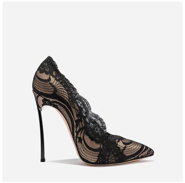Sexy Ivory Lace Wedding Shoes 2019 10 cm Stiletto Heels Pointed Toe Wedding Pumps