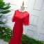 Chic / Belle Bordeaux Robe De Soirée 2019 Trompette / Sirène Encolure Dégagée 1/2 Manches En Dentelle Fleur Perlage Paillettes Train De Balayage Robe De Ceremonie