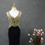 Chic / Belle Noire Doré Robe De Soirée 2019 Trompette / Sirène V-Cou Faux Diamant Sans Manches Dos Nu Train De Balayage Robe De Ceremonie