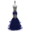 Charmant Noire Robe De Soirée 2018 Trompette / Sirène Bustier Dos Nu En Dentelle Fleur Faux Diamant Sans Manches Longue Robe De Ceremonie