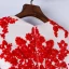 Chic / Belle Rouge Robe De Bal 2019 Princesse Encolure Dégagée En Dentelle Fleur Perlage Manches Courtes Longue Robe De Ceremonie