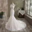Sexy Simple Ivoire Trompette / Sirène Robe De Mariée 2021 Bretelles Spaghetti Sans Manches Dos Nu En Dentelle Fleur Cathedral Train Mariage
