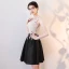 Chic / Belle Noire Robe De Cocktail 2019 Princesse Encolure Dégagée En Dentelle Appliques Faux Diamant Sans Manches Courte Robe De Ceremonie