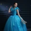 Affordable Cinderella Pool Blue Prom Dresses 2019 Ball Gown Glitter Tulle Scoop Neck Butterfly Appliques Sleeveless Backless Floor-Length / Long Formal Dresses