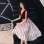 Modern / Fashion Burgundy Homecoming Graduation Dresses 2019 A-Line / Princess Suede Scoop Neck Striped Rhinestone Sleeveless Backless Tea-length Formal Dresses
