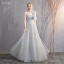 Chic / Belle Gris Robe Demoiselle D'honneur 2019 Princesse Tachetée Noeud 1/2 Manches Dos Nu Longue Robe Pour Mariage
