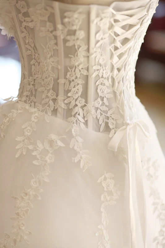 Chic / Belle Blanche Robe De Mariée 2019 Princesse Transparentes Bustier Appliques En Dentelle Fleur Sans Manches Dos Nu Longue