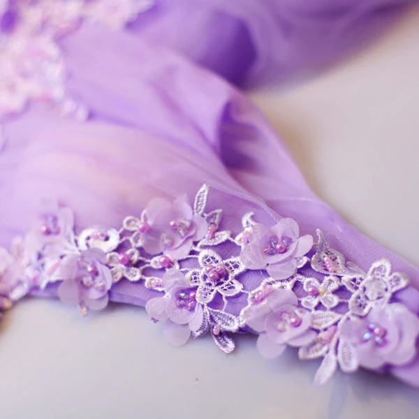 Affordable Lilac Prom Dresses 2019 A-Line / Princess V-Neck Appliques Lace Flower Beading Crystal Sleeveless Backless Floor-Length / Long Formal Dresses