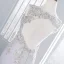 Chic / Belle Gris Fait main Perlage Robe De Soirée 2018 Trompette / Sirène Dentelle Fleur Paillettes V-Cou Dos Nu Sans Manches Train De Balayage Robe De Ceremonie