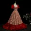 Fantaisie Bordeaux Fait main Appliques Floral Robe De Bal 2025 Robe Boule Encolure Carrée Manches Courtes Dos Nu Longue Robe De Ceremonie