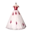 Élégant Ivoire Robe De Bal 2020 Robe Boule De l'épaule Rouge Appliques En Dentelle Fleur Noeud Faux Diamant Sans Manches Dos Nu Longue Robe De Ceremonie
