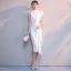 Modern / Fashion Modest / Simple Navy Blue Evening Dresses  2019 Trumpet / Mermaid Scoop Neck Sleeveless Tea-length Formal Dresses