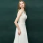 Moderne / Mode Ivoire Robe De Soirée 2019 Princesse V-Cou Appliques En Dentelle Paillettes Sans Manches Dos Nu Train De Balayage Robe De Ceremonie