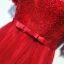 Luxury / Gorgeous Red Formal Dresses 2017 Lace Flower Bow Sequins Square Neckline Short Sleeve Floor-Length / Long A-Line / Princess Evening Dresses