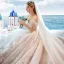 Charming Ivory Wedding Dresses 2019 A-Line / Princess Off-The-Shoulder Lace Flower Sleeveless Backless Royal Train