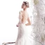 Charmant Ivoire Robe De Mariée 2019 Trompette / Sirène Transparentes Encolure Dégagée Perlage En Dentelle Fleur 3/4 Manches Chapel Train