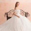 Charming Ivory Wedding Dresses 2019 A-Line / Princess Off-The-Shoulder Beading Tassel Lace Flower Appliques Pearl Short Sleeve Backless Royal Train