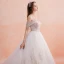 Elegant White Wedding Dresses 2019 A-Line / Princess Off-The-Shoulder Beading Tassel Lace Flower Short Sleeve Backless Royal Train
