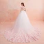 Chic / Belle Blanche Robe De Mariée 2019 Princesse Encolure Dégagée Perlage Gland En Dentelle Fleur Rose Bonbon Appliques Sans Manches Dos Nu Royal Train