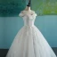 Elegant Ivory Wedding Dresses 2018 Ball Gown Appliques Pearl Off-The-Shoulder Backless Sleeveless Floor-Length / Long Wedding