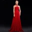 Chic / Belle Bordeaux Robe De Soirée 2019 Princesse Col Haut Perlage Cristal 3/4 Manches Dos Nu Train De Balayage Robe De Ceremonie