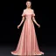 Modest / Simple Pearl Pink Evening Dresses  2019 A-Line / Princess Off-The-Shoulder Sash Short Sleeve Backless Sweep Train Formal Dresses