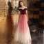 Elegante Farbverlauf Schwarz Ballkleider 2019 A Linie Off Shoulder Kurze Ärmel Rückenfreies Lange Festliche Kleider
