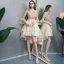 Charmant Haute Basse Champagne Robe De Cocktail 2019 Princesse Encolure Dégagée Perlage Cristal En Dentelle Fleur Manches de cloche Asymétrique Robe De Ceremonie