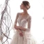 Chic / Belle Champagne Robe De Mariée 2019 Princesse Encolure Dégagée Papillon Appliques En Dentelle Fleur Cristal Paillettes 3/4 Manches Dos Nu Royal Train