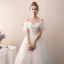 Charming Ivory Wedding Dresses 2019 A-Line / Princess Spaghetti Straps Beading Lace Flower Short Sleeve Backless Floor-Length / Long