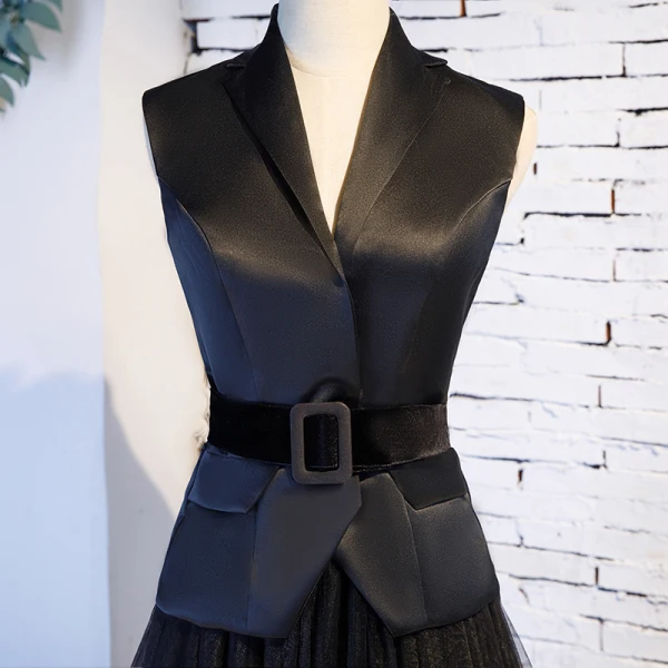 Vintage / Retro Black Prom Dresses 2019 A-Line / Princess V-Neck Sash Sleeveless Floor-Length / Long Formal Dresses