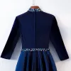 Elegant Royal Blue Evening Dresses  2019 A-Line / Princess Scoop Neck Beading Crystal 3/4 Sleeve Floor-Length / Long Formal Dresses
