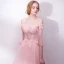 Chic / Belle Perle Rose Robe De Soirée 2018 Princesse Paillettes Appliques De l'épaule Dos Nu Manches Courtes Longue Robe De Ceremonie